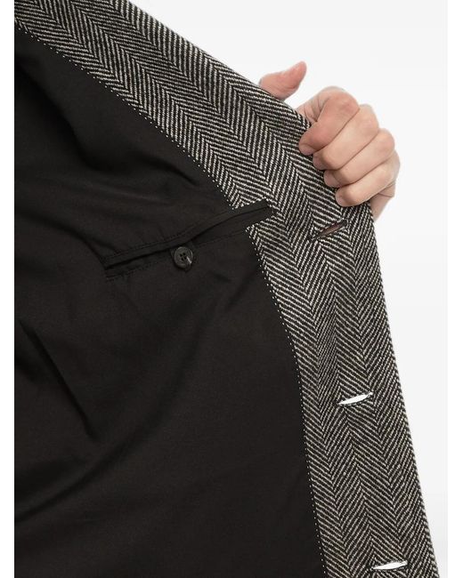 Neil Barrett Gray Herringbone-Pattern Single-Breasted Coat for men