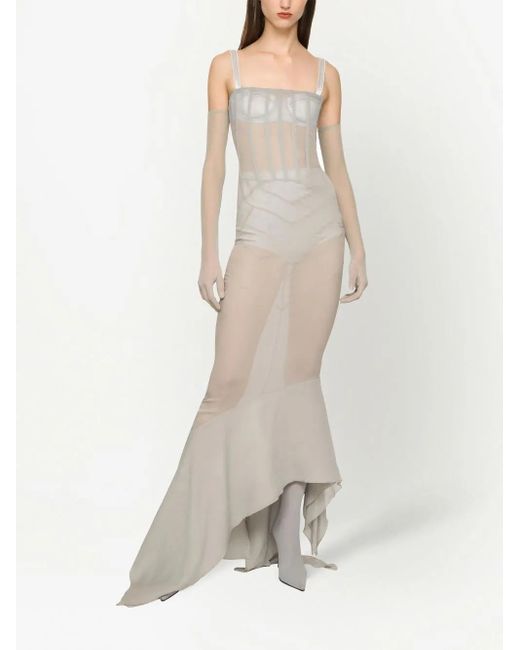 Dolce & Gabbana White Kim Dolce&Gabbana Silk Semi-Sheer Maxi Dress