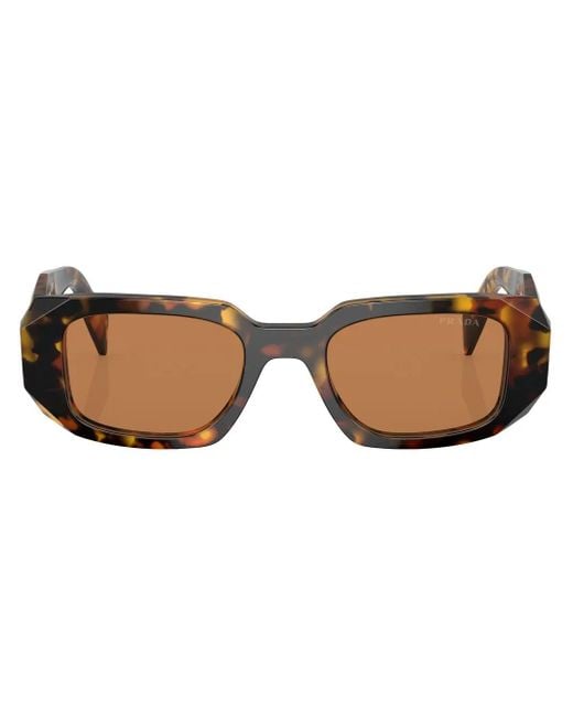 Prada Brown Symbole Rectangle-Frame Tortoise-Shell Sunglasses