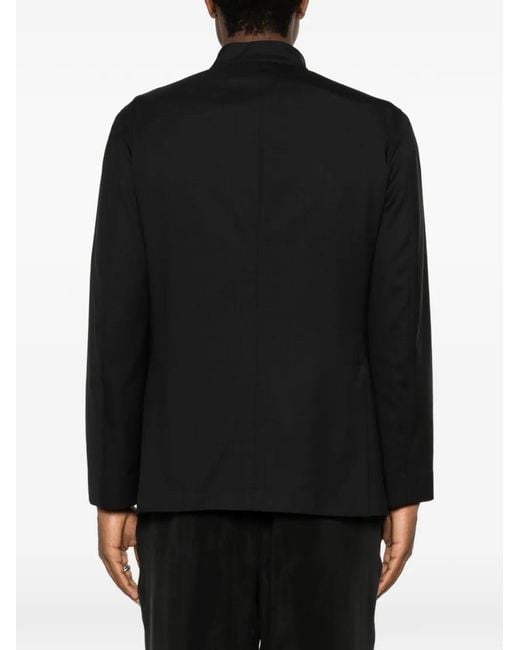 Boglioli Black Stand-Collar Button-Up Blazer for men