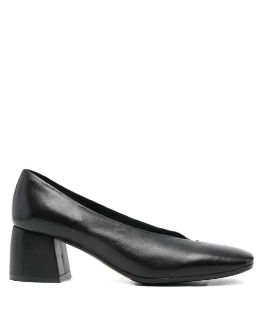 LORENA PAGGI Brown Block-Heel Square-Toe Pumps