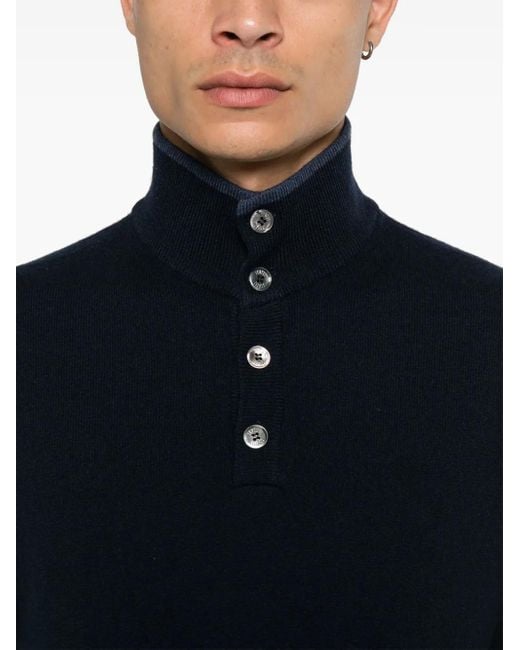 Fedeli Blue Cashmere Pullover for men
