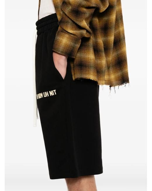 Ih Nom Uh Nit Black Logo-Print Knee-Length Shorts for men
