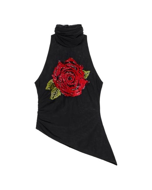 Blumarine Sequin-Embroidered Tulle Top