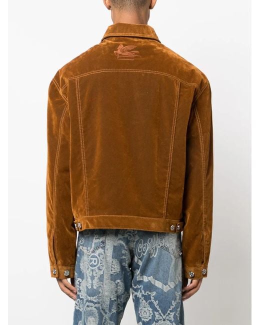 Etro Brown Logo-Embroidered Cotton Jacket for men