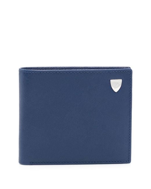 Aspinal Blue Billfold Leather Wallet for men