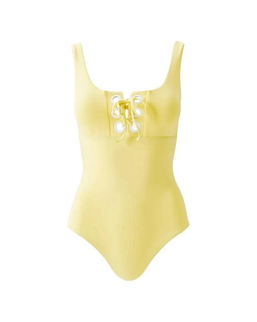 Melissa Odabash Yellow London Lace-Up Swimsuit