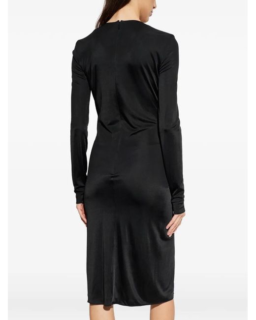Versace Black Medusa-Plaque Draped Dress
