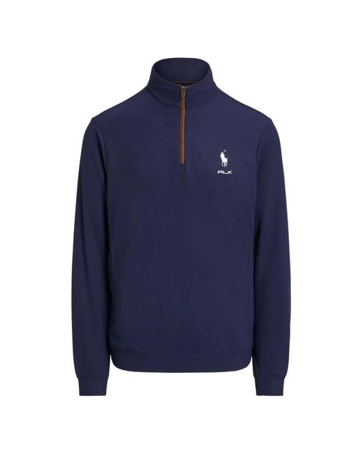 Ralph Lauren Blue Polo Pony Half-Zip Sweater for men