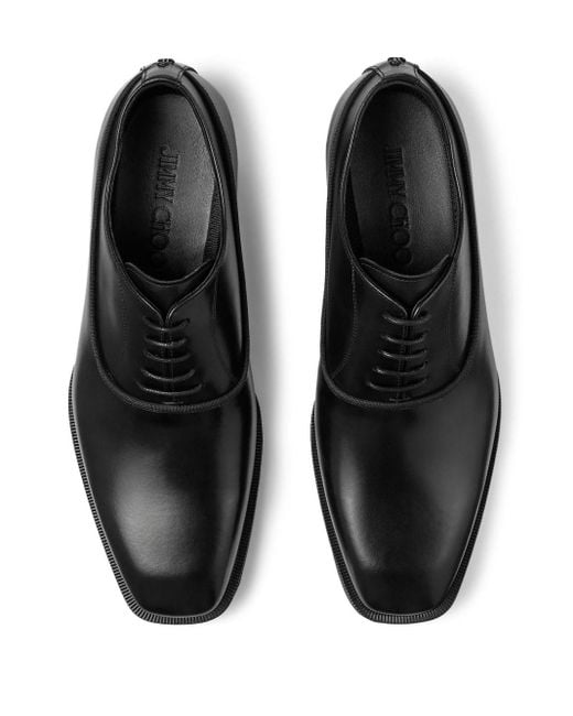 Jimmy Choo Black Foxley Leather Oxford Shoes for men