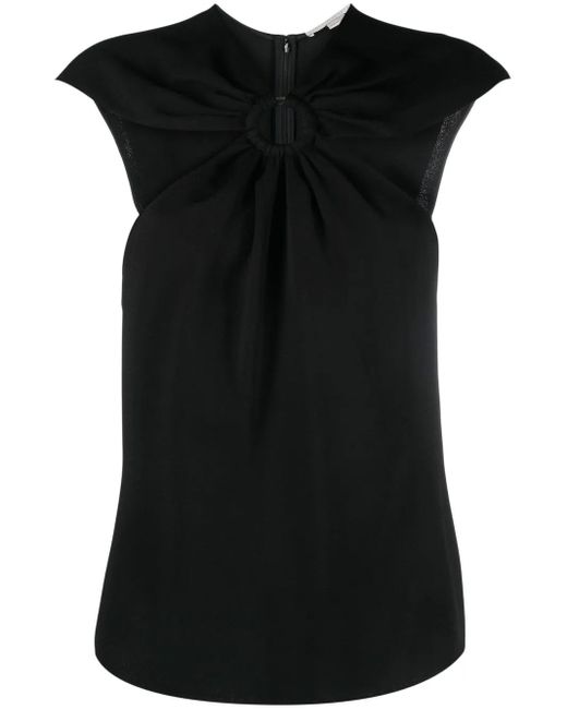 Stella McCartney Black Ring-Hardware Cold-Shoulder T-Shirt