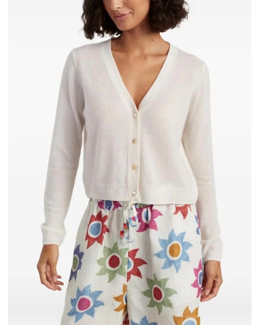 Chinti & Parker White Kaschmircardigan Mit V-Ausschnitt