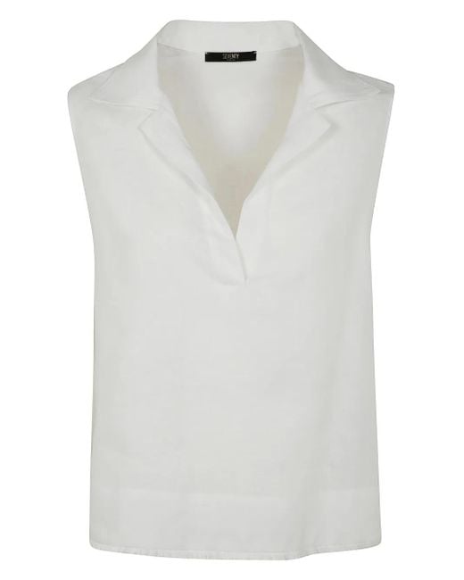 Seventy White Linen Sleeveless Top