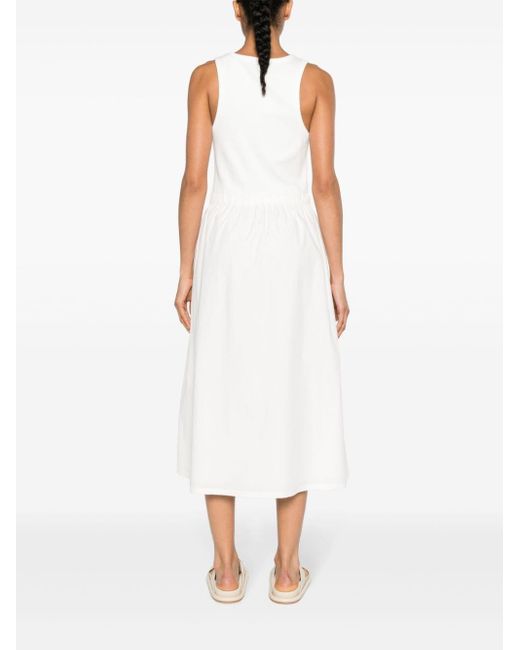 Moncler White Bow Cotton Midi Dress