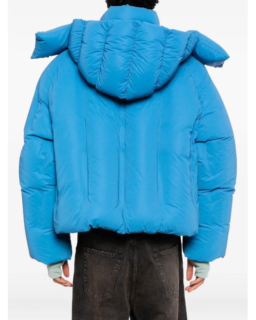 DingYun Zhang Blue Padded Hooded Jacket for men