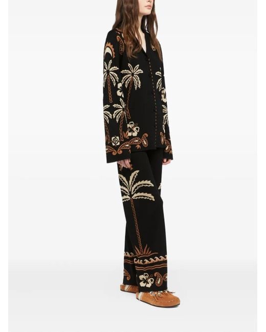Alanui Black Wild Wonder Tropical-Motif Shirt