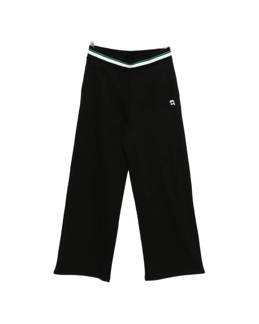 Karl Lagerfeld Black Ikon Wide-Leg Track Pants