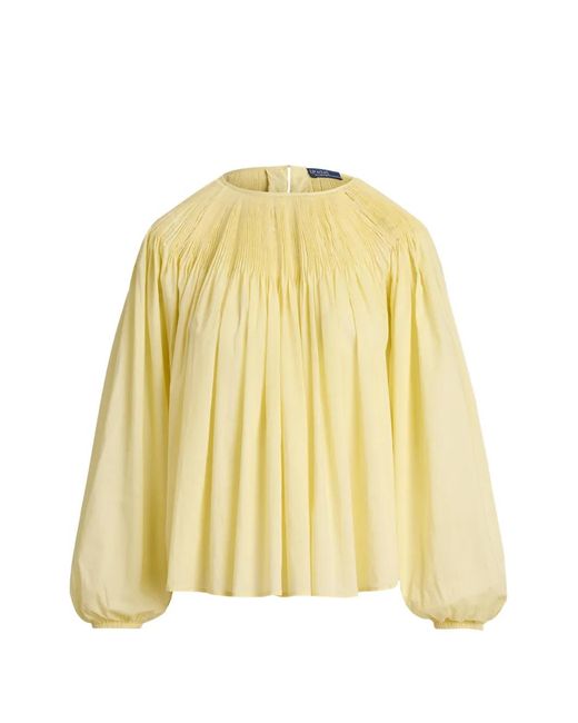 Polo Ralph Lauren Yellow Pleated Long-Sleeve Blouse