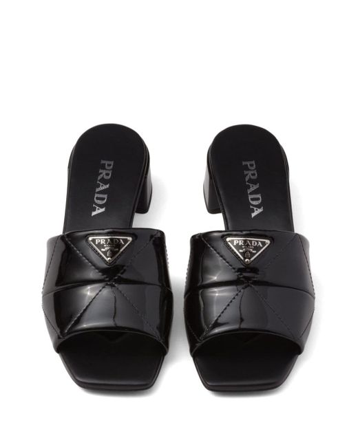 Prada Black 35mm Quilted Leather Mules