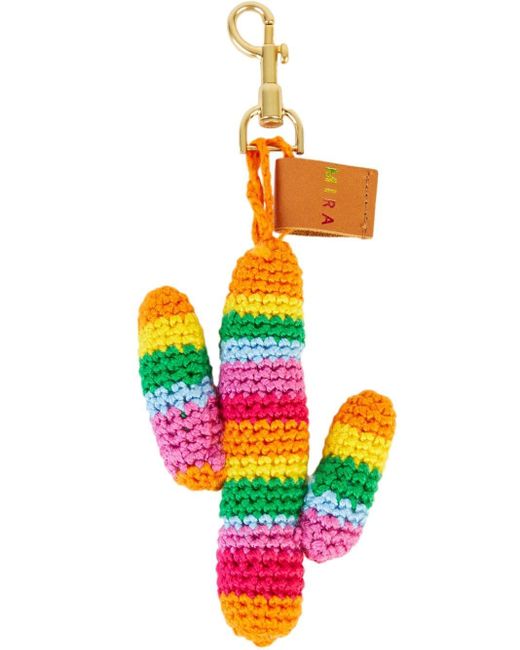 MIRA MIKATI White Cactus Crochet-knit Key Chain
