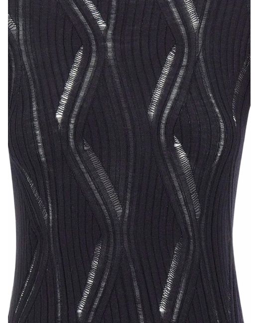 Liu Jo Black Cut-Out Ribbed-Knit T-Shirt