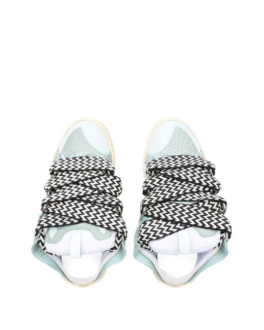 Lanvin Blue Curb Lace-Up Perforated Mules for men