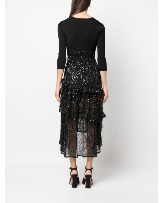 Maje Black Sequin-embellished Mesh Dress