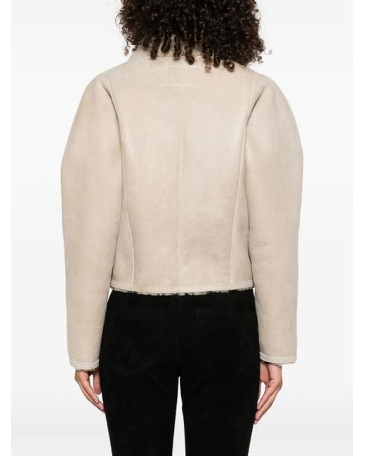 Isabel Marant Natural Blondine Shearling-Jacke mit Reißverschluss