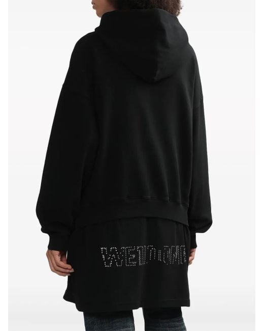 we11done Hoodie Met Logoprint En Rits in het Black