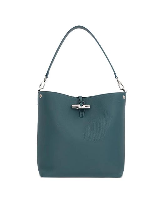 Longchamp Blue Le Roseau-Tone Hardware Tote Bag