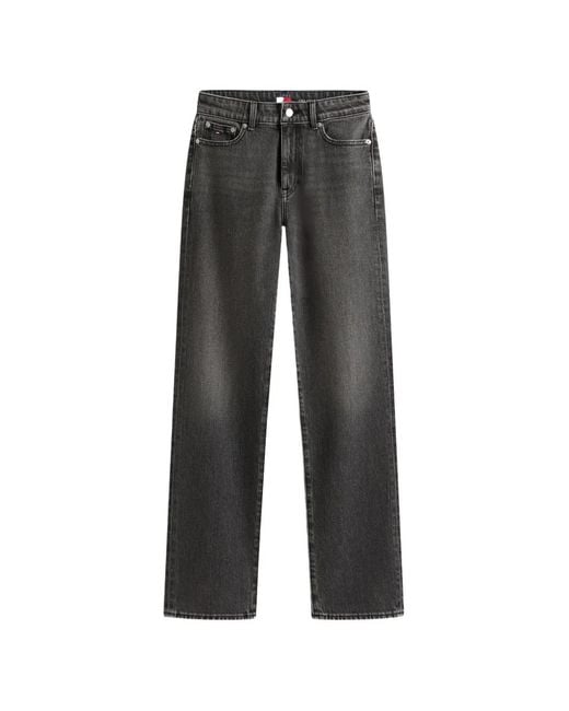 Tommy Hilfiger Black Faded-Effect Straight-Leg Jeans
