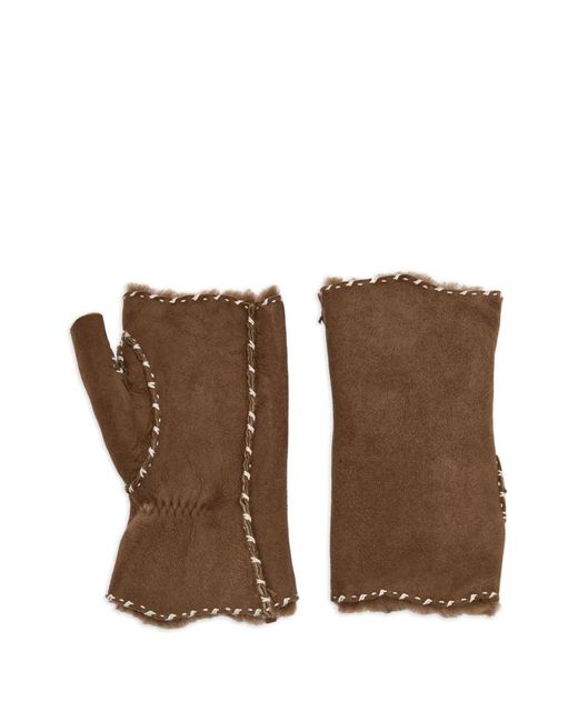 Agnelle Brown Stitch Detail Gloves