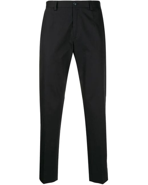 Dolce & Gabbana Black Stretch-Cotton Tailored Trousers for men