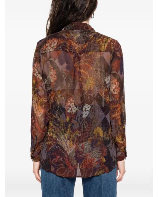 Yavi Brown Hemd mit Blumen-Print