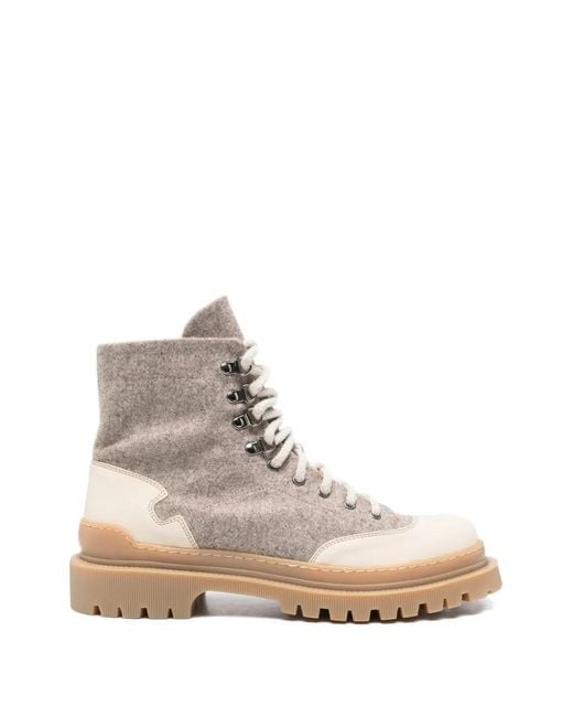 Eleventy Natural Panelled Lug-Sole Boots for men