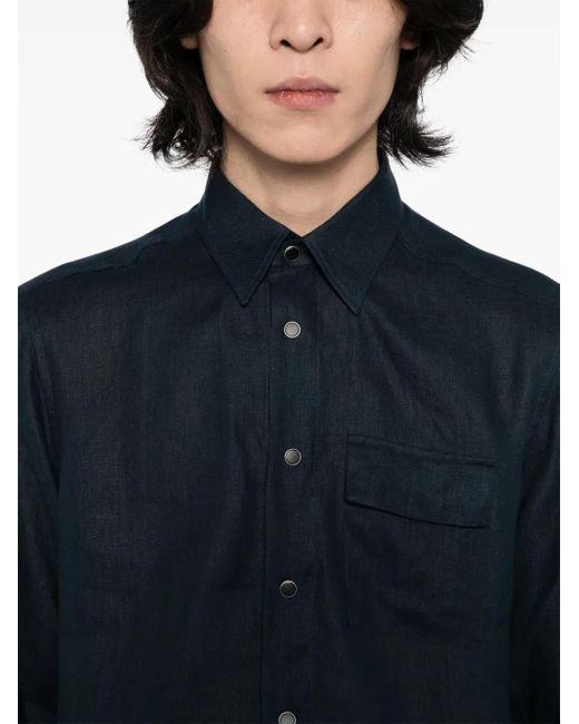 メンズ Kiton リネンシャツ Blue