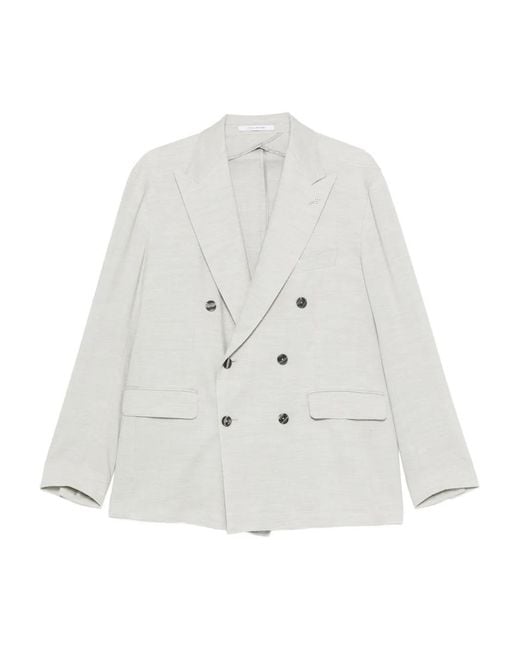 Tagliatore White Double-Breasted Blazer for men