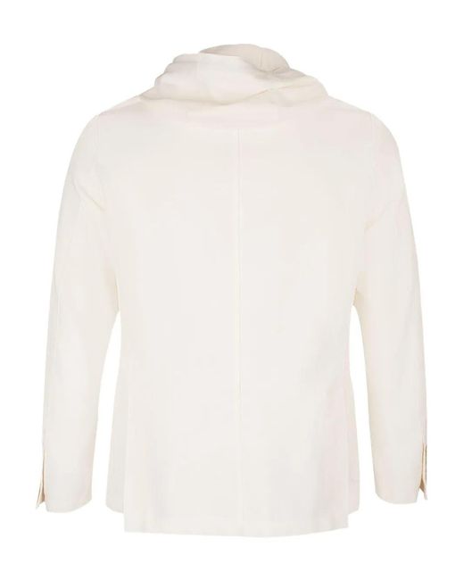 Eleventy White Hooded Buttoned Jacket for men
