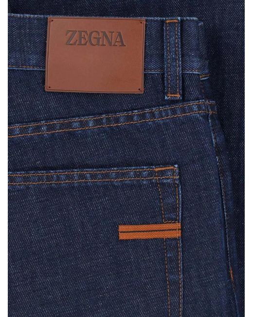 Zegna Blue City Belt-Loop Buttoned Jeans for men
