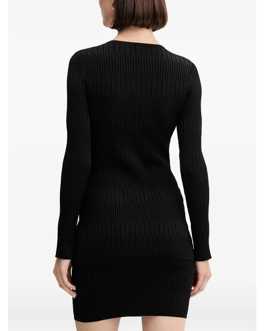 MARCIANO BY GUESS Black Button Ribbed Cardigan