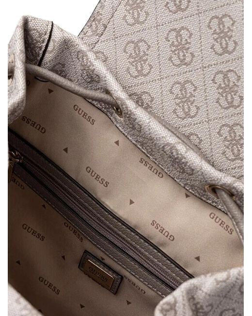 Guess Gray Manhattan Monogram Flap Backpack