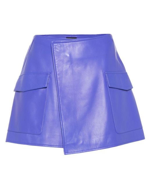 Arma Blue Olbia Leather Mini Skirt