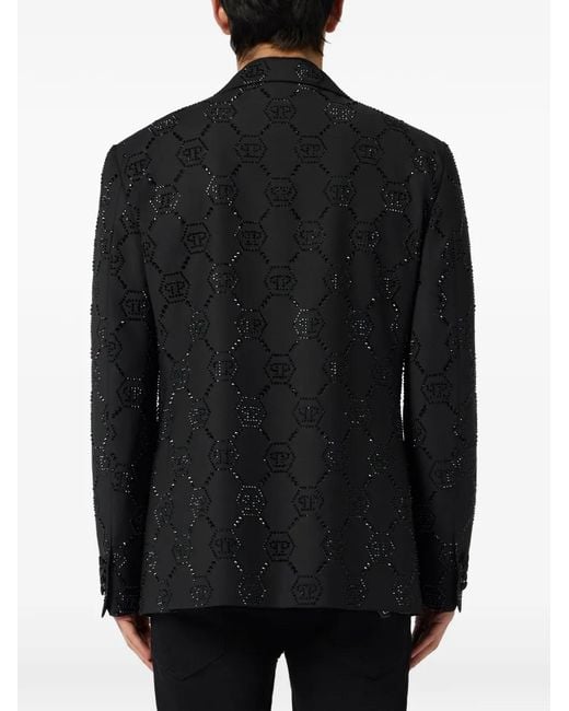 Philipp Plein Black Monogram Slim Blazer for men