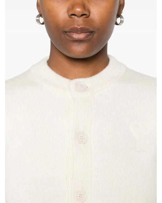 AMI White Button-Front Cardigan
