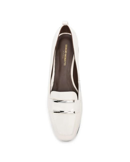 SERGIO MORETTI FIRENZE White Metal-Plaque Square-Toe Loafers