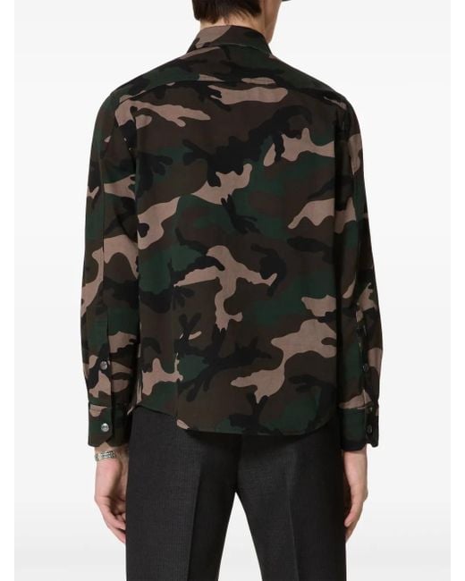 Valentino Garavani Black Camouflage-Pattern Cotton Jacket for men