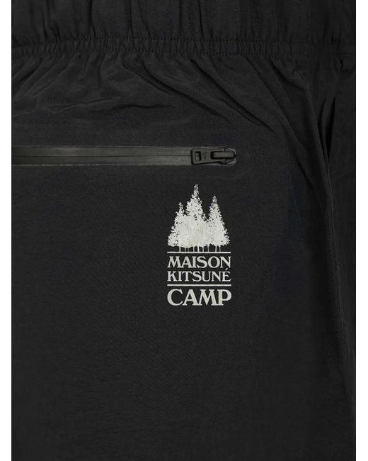 Maison Kitsuné Black Short Ceinturé À Logo Imprimé for men