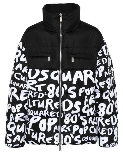 DSquared² Black D2 Pop 80's Two-Tone Padded Jacket for men