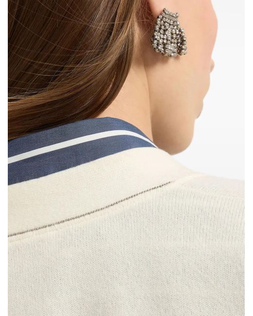 Brunello Cucinelli White Button-Front Cashmere Cardigan
