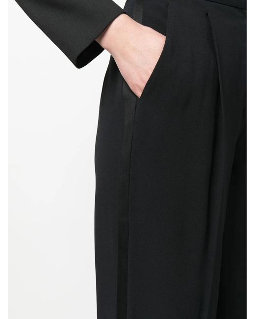 Emporio Armani Black Darted Straight-Leg Trousers